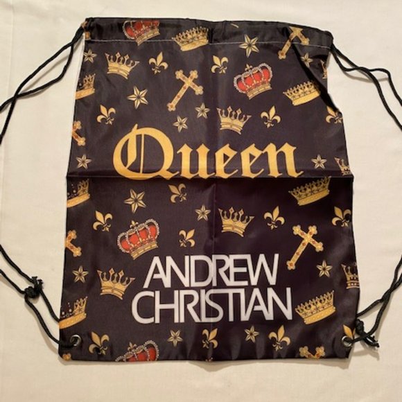 AC - Queen Drawstring Back Pack - Black/Gold/White/Red (406) - Picture 1 of 4